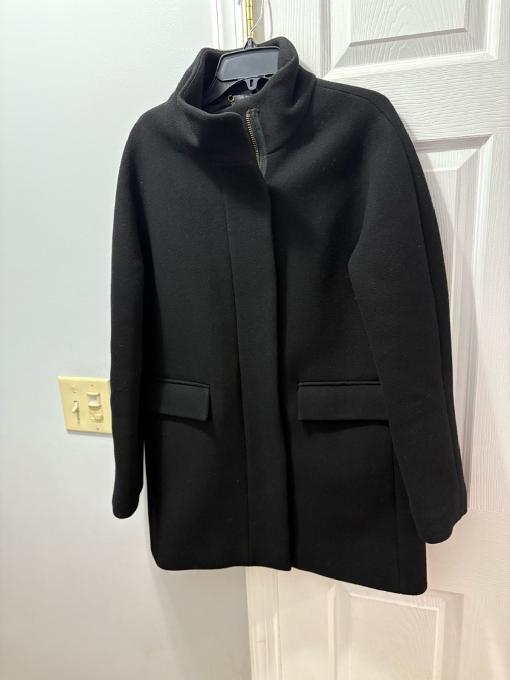 J. Crew Black Italian Wool Stadium Cloth Nello Gori Cocoon Coat Size 12